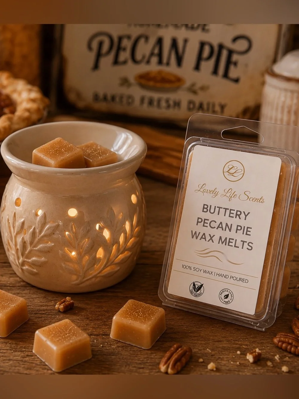 Buttery Pecan Pie Premium Soy Wax Melts - Lovely Life Scents
